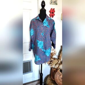 Vintage 80s 90s floral and colorful print blouse